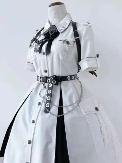 Steampunk Lolita Accessories Black Grommets Chains Sash PU Leather Miscellaneous