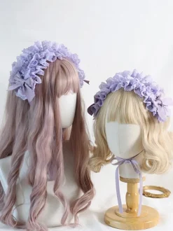 Steampunk Lolita Accessories Blue Gray Lace Bows Headwear Polyester Miscellaneous