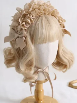 Steampunk Lolita Accessories Blue Gray Lace Bows Headwear Polyester Miscellaneous