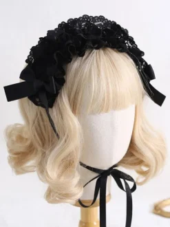 Steampunk Lolita Accessories Blue Gray Lace Bows Headwear Polyester Miscellaneous