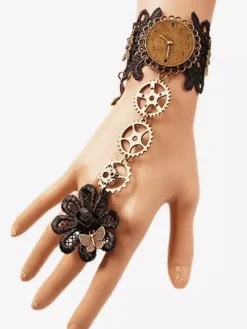 Steampunk Lolita Bracelet Lace Metal Details Bronze Lolita Accessories