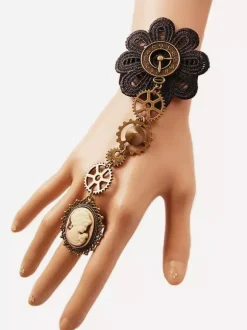 Steampunk Lolita Bracelet Lace Metal Details Bronze Lolita Accessories