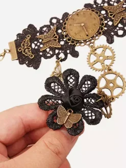 Steampunk Lolita Bracelet Lace Metal Details Bronze Lolita Accessories