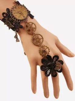 Steampunk Lolita Bracelet Lace Metal Details Bronze Lolita Accessories