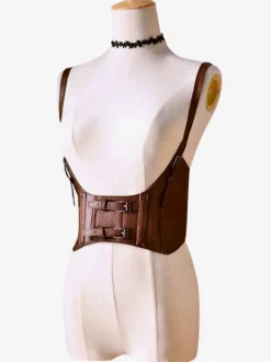 Steampunk Lolita Corset Metallic Buckle Brown Lolita Bustier