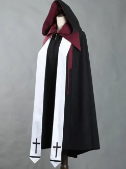 Steampunk Lolita Poncho Black Polyester Color Block Spring Lolita Outwears