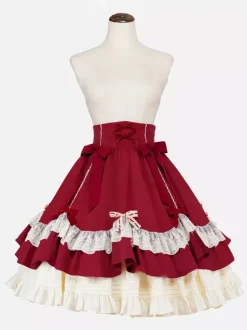 Steampunk Lolita SK Black Bows Lace Lolita Skirts