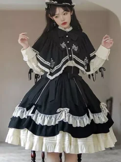 Steampunk Lolita SK Black Bows Lace Lolita Skirts