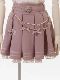 Steampunk Lolita SK White Grommets Pleated Lolita Skirts