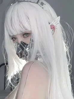 Steampunk Lolita Wig White Long Heat-resistant Fiber Lolita Accessories