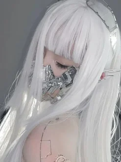 Steampunk Lolita Wig White Long Heat-resistant Fiber Lolita Accessories