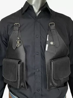 Steampunk Costume Men's Accessory Grommets Handmade Leather Shoulder Bag