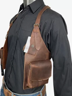 Steampunk Costume Men's Accessory Grommets Handmade Leather Shoulder Bag
