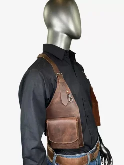 Steampunk Costume Men's Accessory Grommets Handmade Leather Shoulder Bag