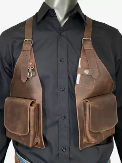 Steampunk Costume Men's Accessory Grommets Handmade Leather Shoulder Bag