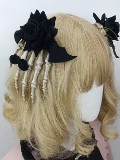 Steampunk Lolita Accessories Black Flowers Headwear Miscellaneous