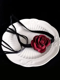 Steampunk Lolita Accessories White Flowers Choker Polyester Fiber Miscellaneous