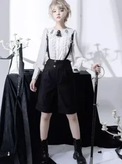 Steampunk Lolita Bloomers Black Straight Lolita Shorts