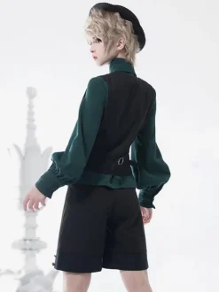 Steampunk Lolita Blouses Green Long Sleeves Lace Lolita Top Lolita Shirt