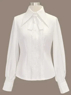 Steampunk Lolita Blouses Green Long Sleeves Lace Lolita Top Lolita Shirt