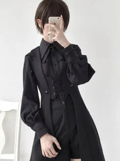 Steampunk Lolita Blouses Green Long Sleeves Lace Lolita Top Lolita Shirt