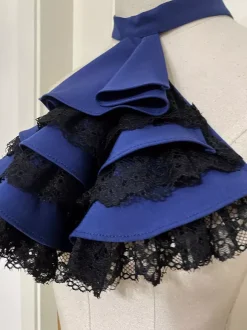 Steampunk Lolita Blouses Ruffles Lace Lolita Top Long Sleeves Blouse Blue Lolita Shirt