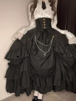 Steampunk Lolita Blouses Ruffles Lace Long Sleeves Lolita Top Blouse White Lolita Shirt