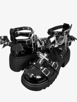 Steampunk Lolita Boots PU Leather Round Toe Black Lolita Footwear