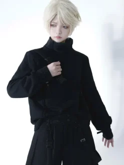 Steampunk Lolita Coats Black Polyester Top Top Fall Lolita Outwears