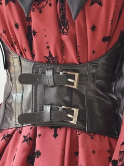 Steampunk Lolita Corset Belt Black Buckle Leather Wide Belt