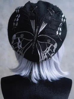 Steampunk Lolita Hat Black Accessory Butterfly Pattern Polyester Lolita Accessories