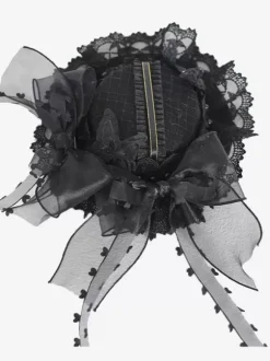 Steampunk Lolita Hat Black Bows Ruffles Lace Accessory Polyester Lolita Accessories