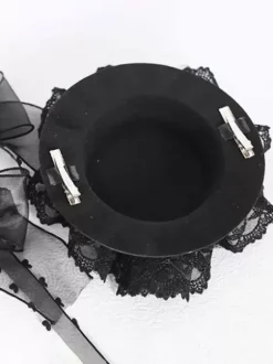 Steampunk Lolita Hat Black Bows Ruffles Lace Accessory Polyester Lolita Accessories