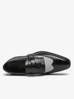 Strap Adjustable Slip-On Color Block Round Toe Men's Monk Loafer Shoes