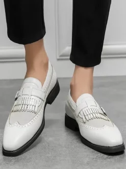 Strap Adjustable Slip-On Color Block Round Toe Men's Monk Loafer Shoes
