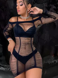 Strapless Babydoll Sleepwear Mini Dress Mesh Teddy Bodysuit Chemise