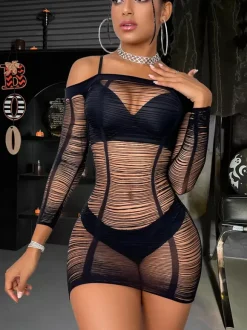 Strapless Babydoll Sleepwear Mini Dress Mesh Teddy Bodysuit Chemise