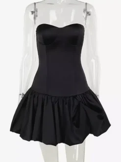 Strapless Mini Dress Ruffled Hem Fitted Bodice Birthday Party Dress For Women 2026