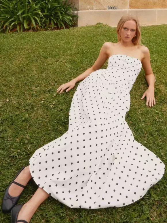 Strapless Printed Maxi Dress For Women - BoHo Bandeau Pleated Drop Waist Long Sundress - Summer Garden Party 2026