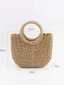 Straw Handbag Holiday Casual Beach Bag For Women 2026