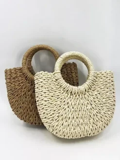 Straw Handbag Holiday Casual Beach Bag For Women 2026