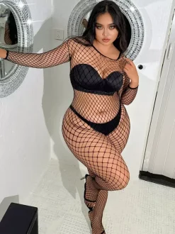 Strech Plus Size Hosiery Long Sleeves Nylon Sexy Bodystockings