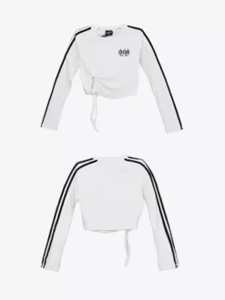 Street Dance Jumpsuit For Women Trendy White Contrast Color Jazz Outfit With Lacing Slim-fit Hip-hop Pants