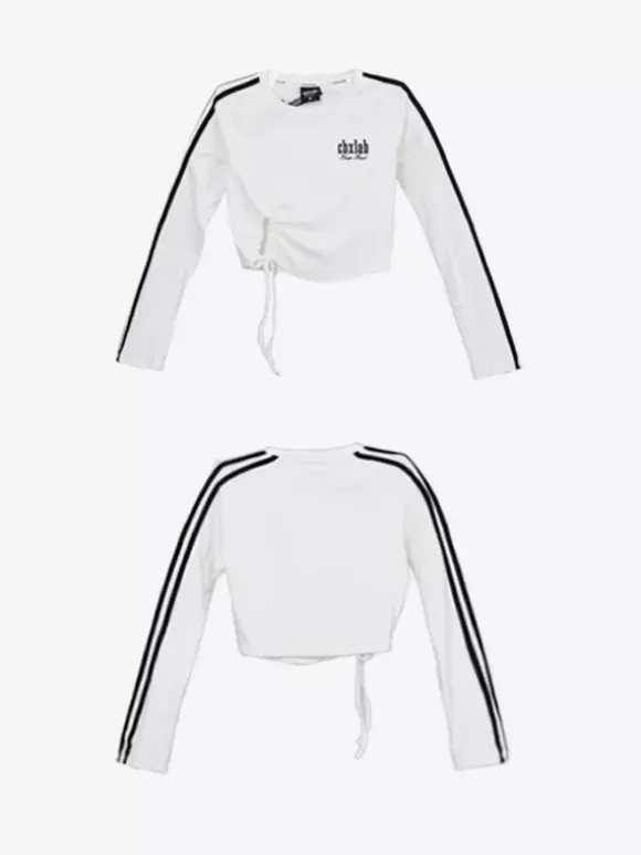 Street Dance Jumpsuit For Women Trendy White Contrast Color Jazz Outfit With Lacing Slim-fit Hip-hop Pants