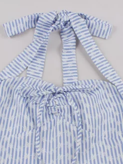 Striped Halter Neck Floral Print A Line Summer Sundress For Women 2026