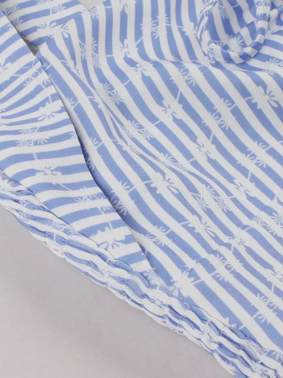 Striped Halter Neck Floral Print A Line Summer Sundress For Women 2026