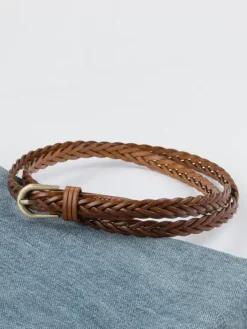 Stylish Belt Leather Metal Buckle Versatile Belts In Solid Color For Women