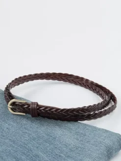 Stylish Belt Leather Metal Buckle Versatile Belts In Solid Color For Women