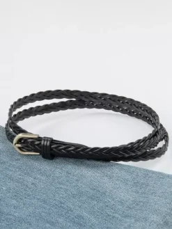 Stylish Belt Leather Metal Buckle Versatile Belts In Solid Color For Women