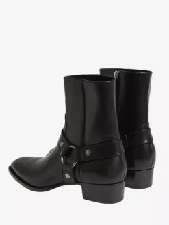 Suede Ankle Boots For Men Round Toe Buckle Detail Chunky Heel Casual Boots